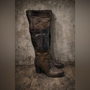 Mjus Patchwork Leather Boots knee-high multicolor brown green blue Size 36 EUC